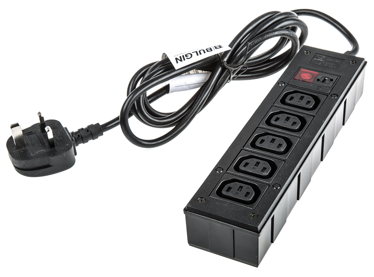Bulgin IEC C13 5 Gang Power Distribution Unit, 2m Cable, 10A, 250 V ac