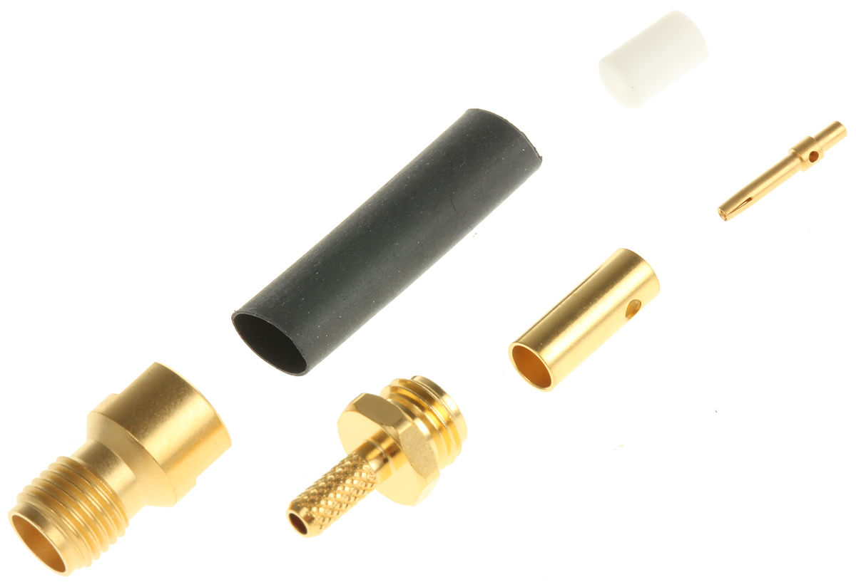 Radiall Straight 50Ω Cable Mount SMA Connector, Crimp, Solder Termination RG188, RG316