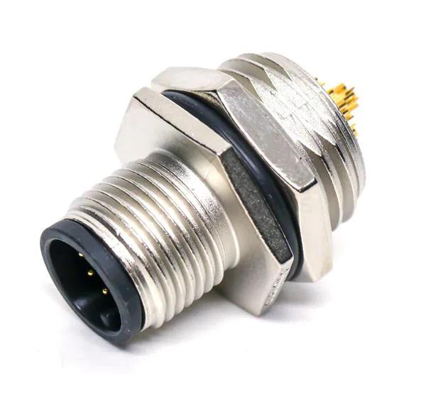 Amphenol Industrial Circular Connector, 12 Contacts, Panel, M12 Connector, Plug, Male, IP68, IP69K, M Series