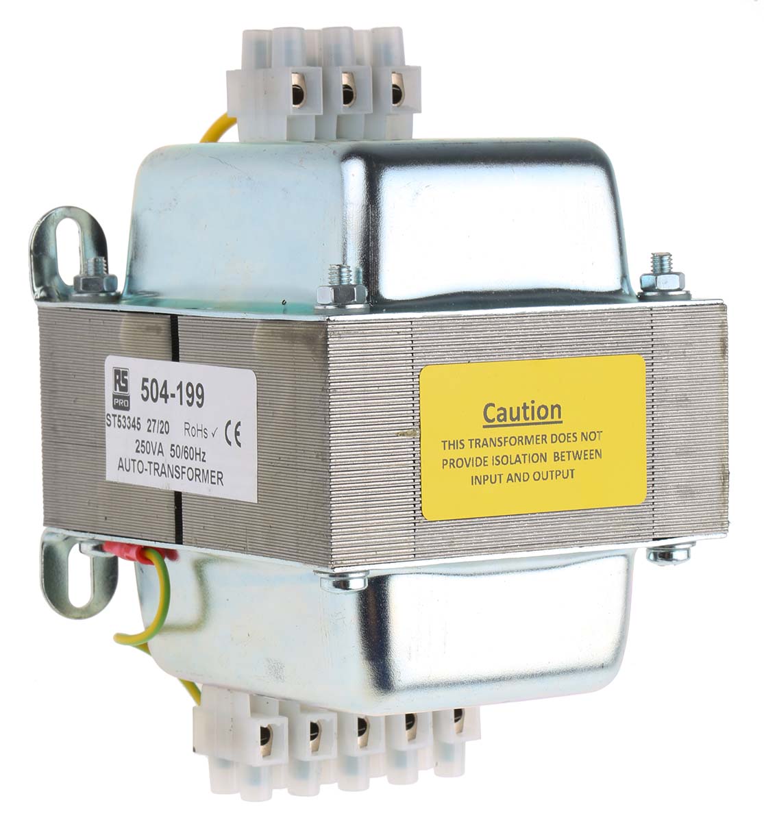RS PRO 250VA Enclosed Autotransformer, 220 V ac, 230 V ac, 240 V ac Primary, 115V ac Secondary