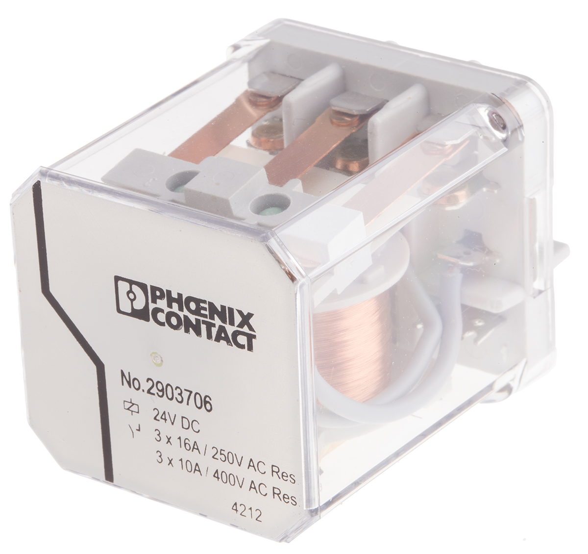 Phoenix Contact PCB Mount Power Relay, 24V dc Coil, 16A Switching Current, 3P-NO