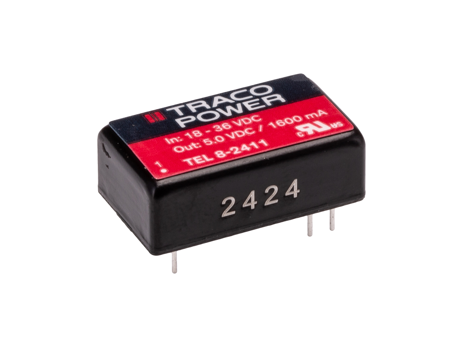 TRACOPOWER TEL 8 DC-DC Converter, 5V dc/ 1.6A Output, 18 → 36 V dc Input, 8W, PCB Mount, +80°C Max Temp -40°C