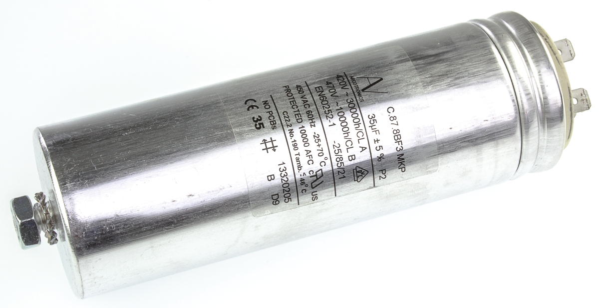 KEMET C87 Metallised Polypropylene Film Capacitor, 470V ac, ±5%, 35μF, Chassis Mount