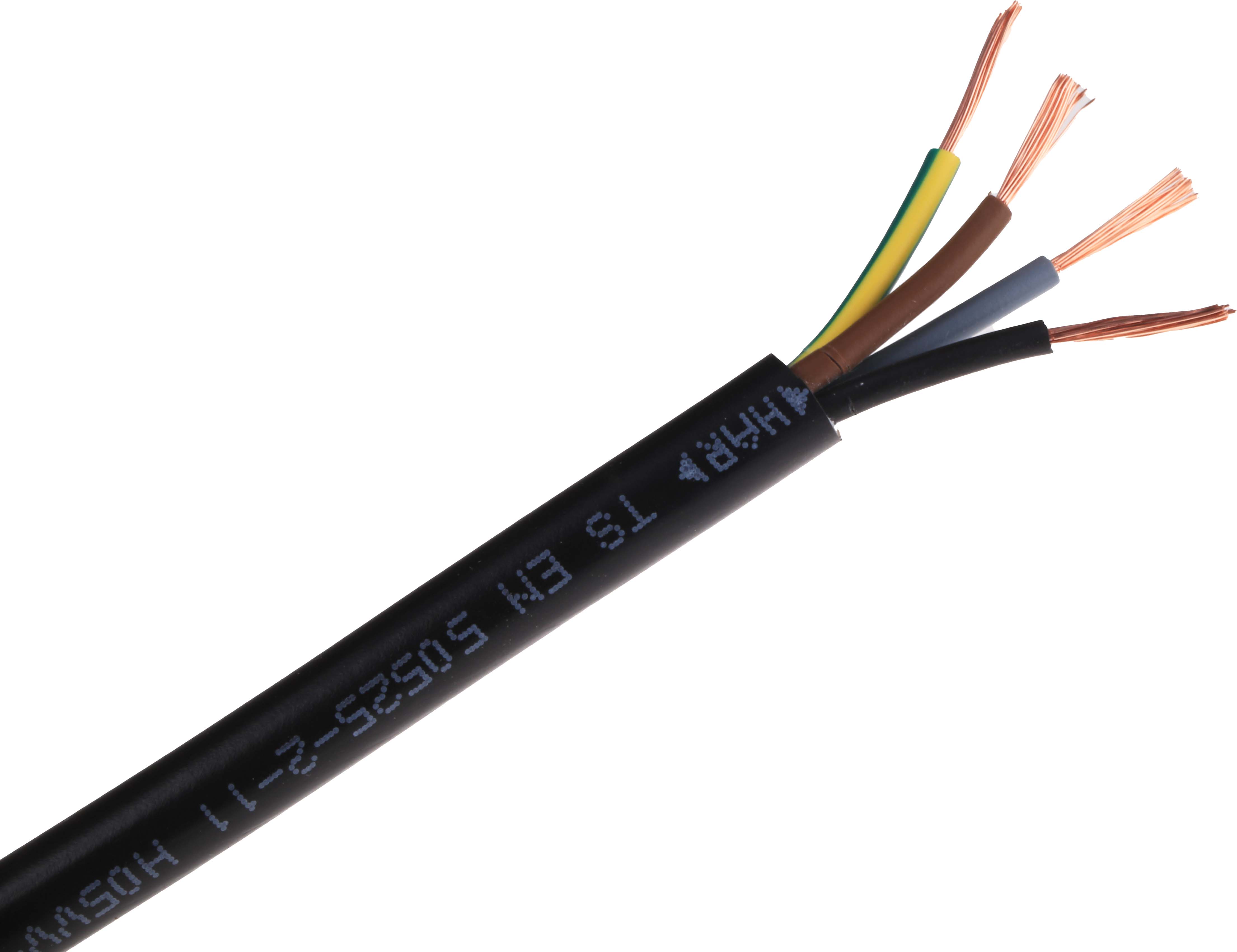 RS PRO 3184Y 0.75 mm² 4 Core Power Cable, H05VV-F, Black PVC, 100m
