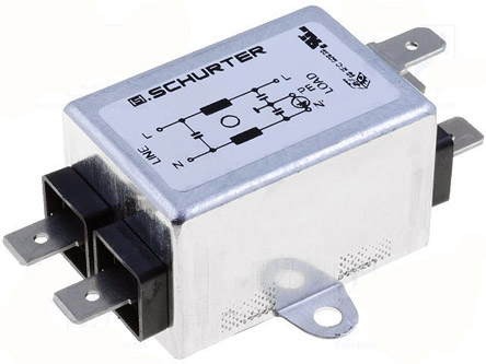 Schurter, FMW2 1A 250 V ac 60Hz, Panel Mount RFI Filter, Solder Tab, Single Phase