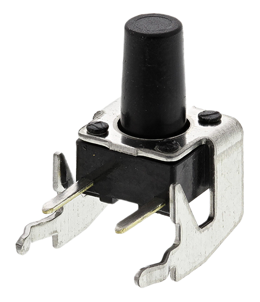 Alps Alpine Black Stem Tactile Switch, SPST 50 mA @ 12 V dc 8.35mm Surface Mount