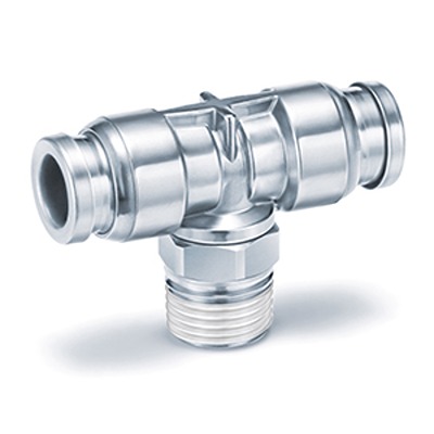 SMC KQG2 Series T Fitting, 4 mm to M5 x 0.8 Male, Threaded-to-Tube Connection Style, KQG2T04-M5