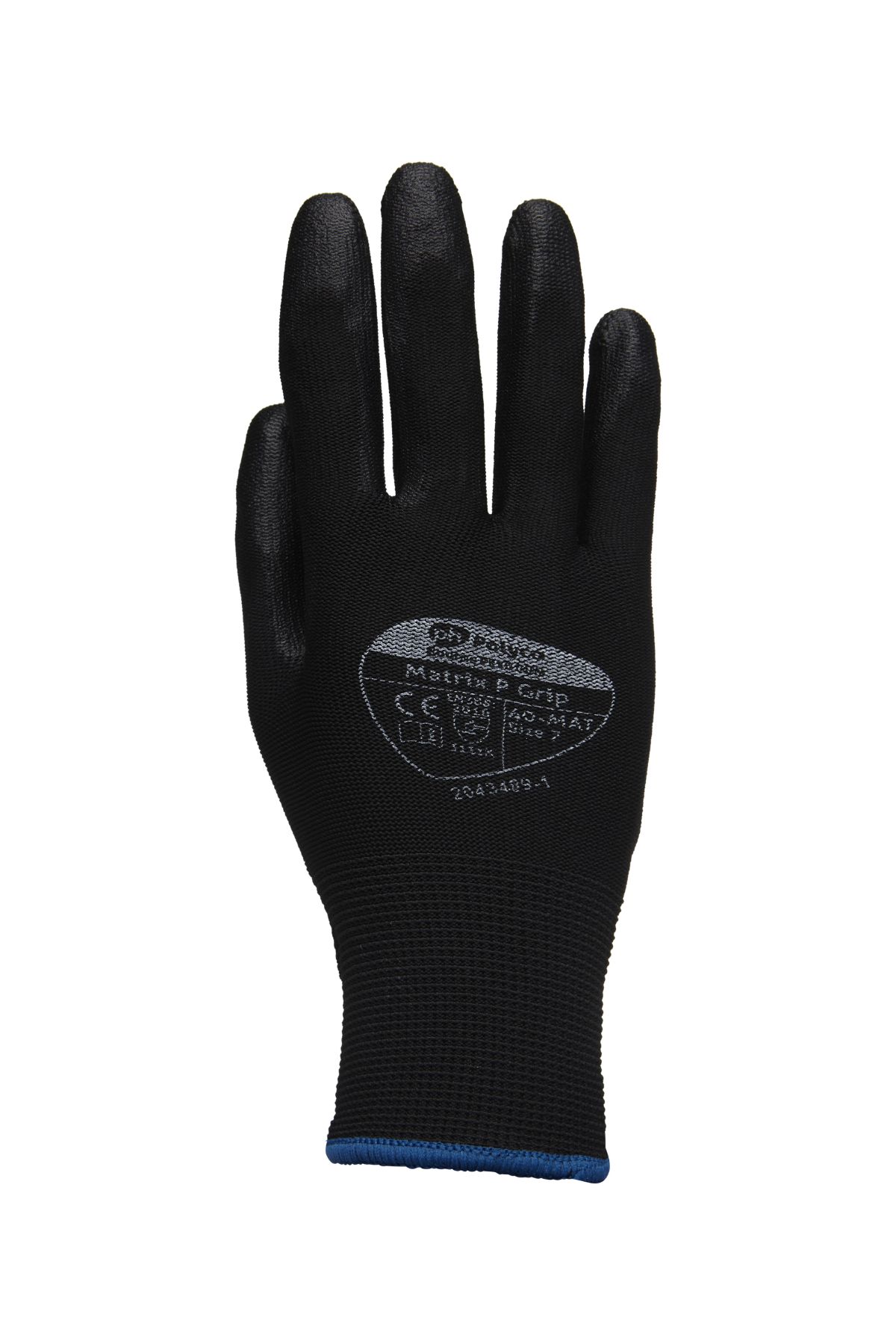 Polyco Healthline Black Polyurethane Reusable Gloves, Size 9, Polyurethane Coating