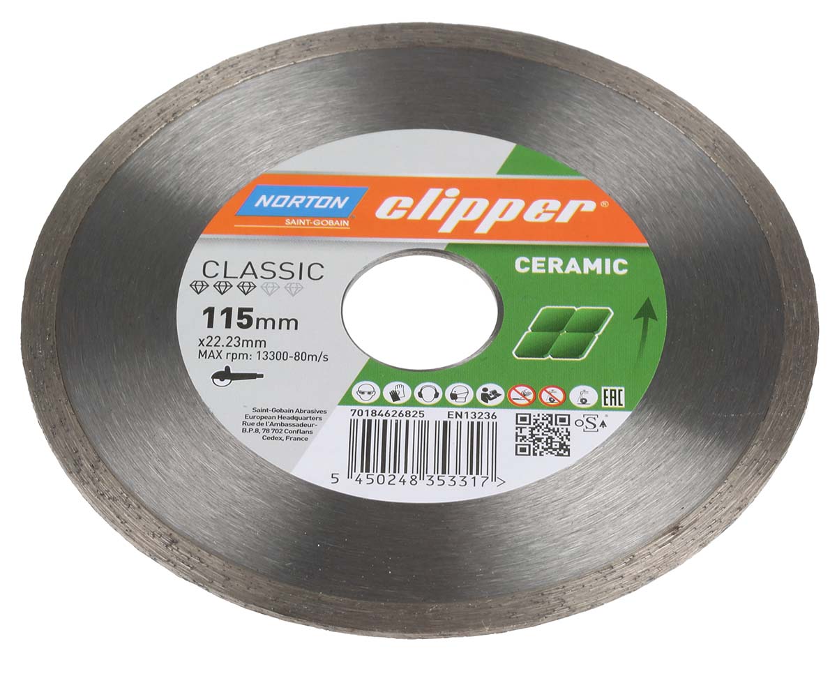 Norton Aluminium Oxide Cutting Disc, 115mm x 1.2mm Thick, 1 in pack