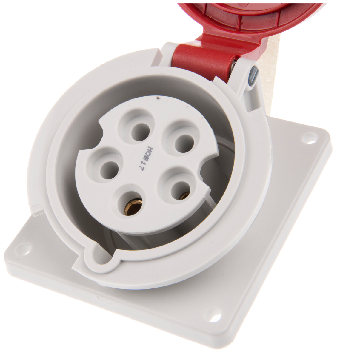 MENNEKES IP44 Red Panel Mount 3P + N + E Angled Industrial Power Socket, Rated At 32A, 400 V