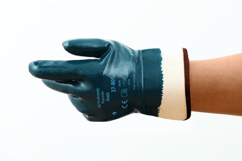 Ansell ActivArmr Hycron 27-805 Blue Nitrile Industrial Gloves, Size 9, Nitrile Coating