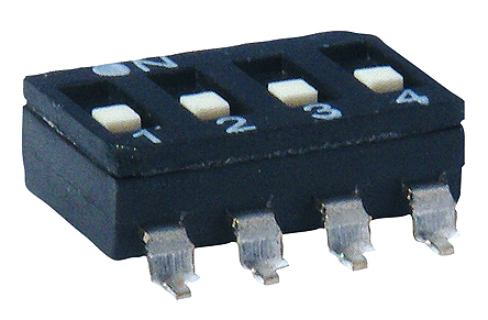 KNITTER-SWITCH 4 Way Surface Mount DIP Switch 4PST, Flat Actuator