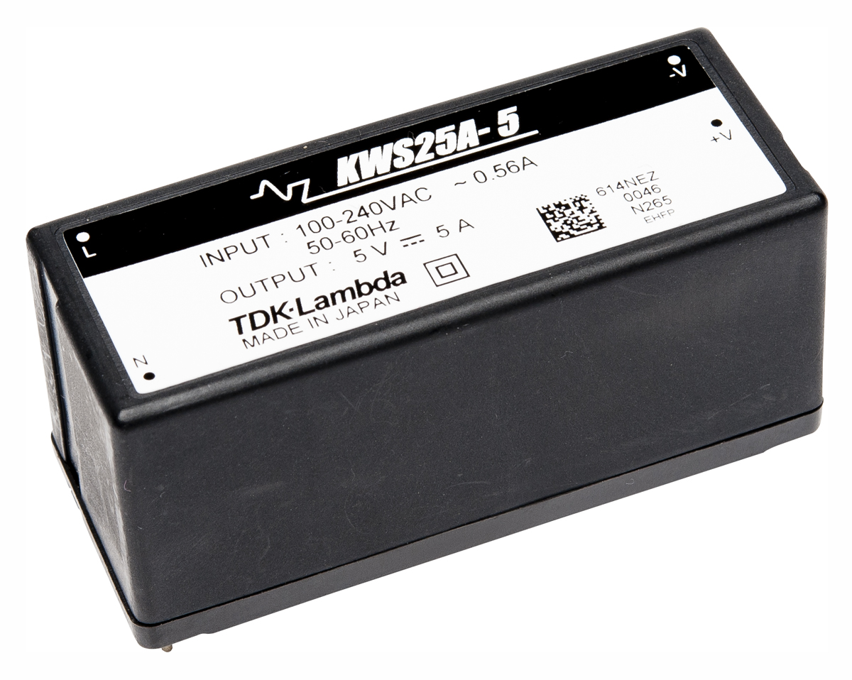TDK-Lambda Switching Power Supply, KWS25A-12, 12V dc, 2.2A, 26W, 1 Output, 120 → 370 V dc, 85 → 265 V ac