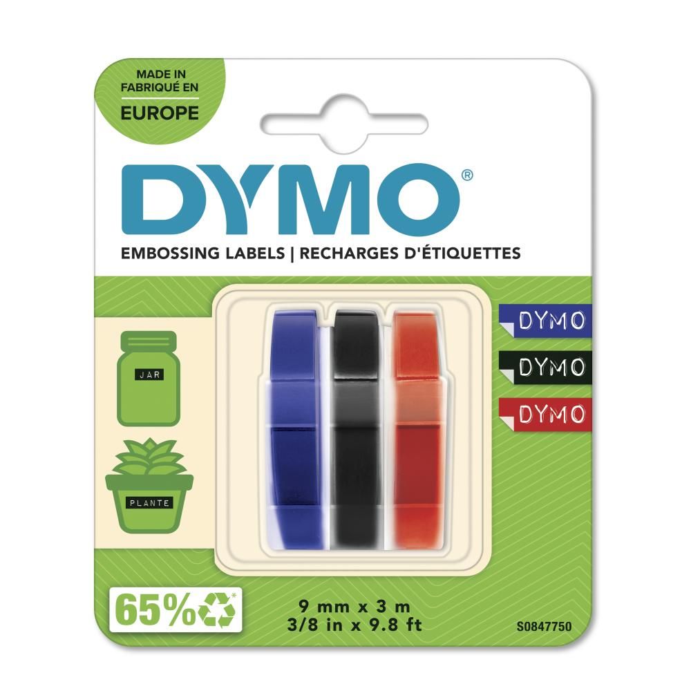 Dymo DYMO Black, Blue, Red on White Label Printer Tape, 3 m Length, 9 mm Width