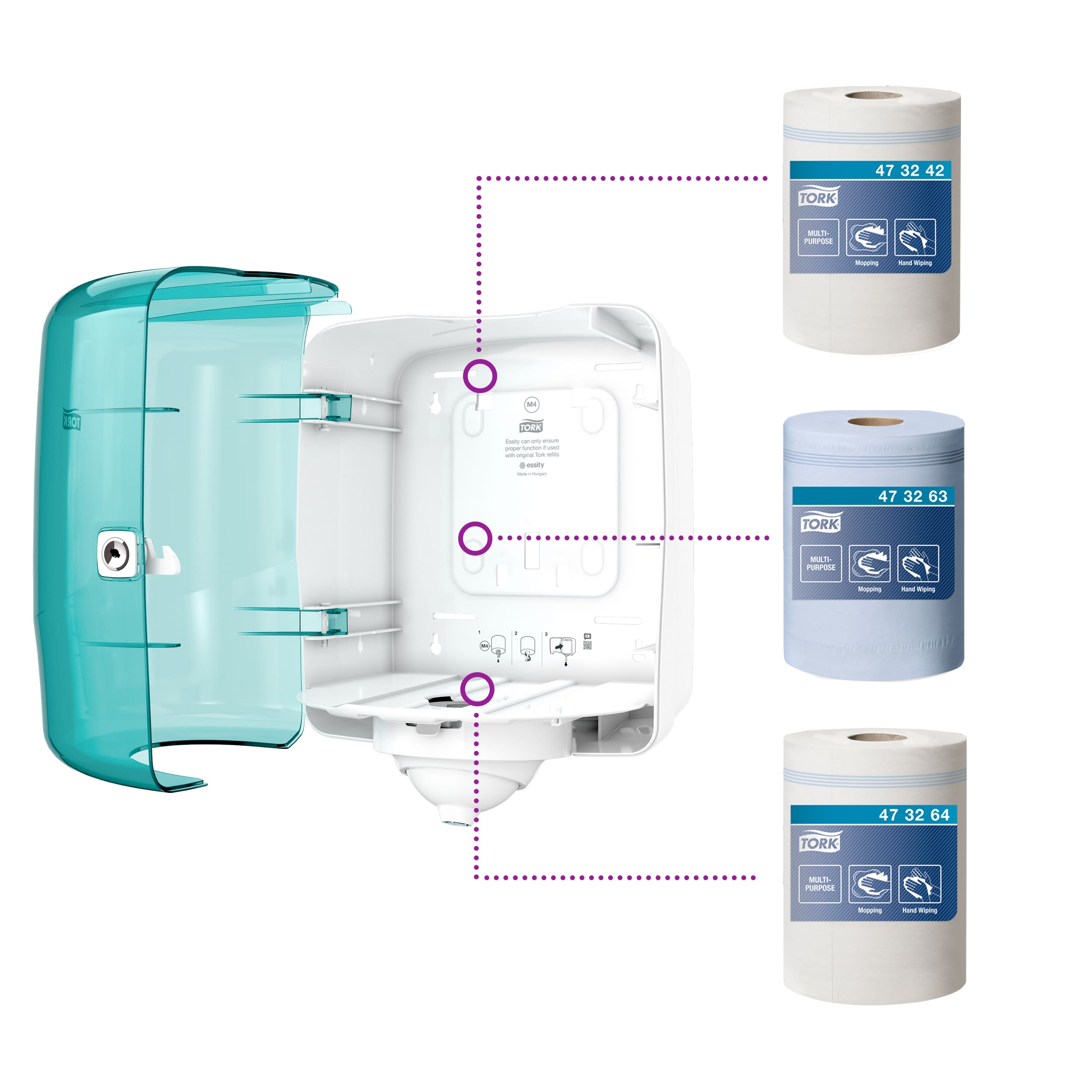 Tork Plastic White/Turqoise Wall Mounting Paper Towel Dispenser, 239mm x 331mm x 255mm