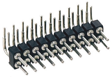 Preci-Dip 802 Series Right Angle Through Hole Pin Header, 6 Contact(s), 2.54 mm Pitch, 2 Row, Unshrouded