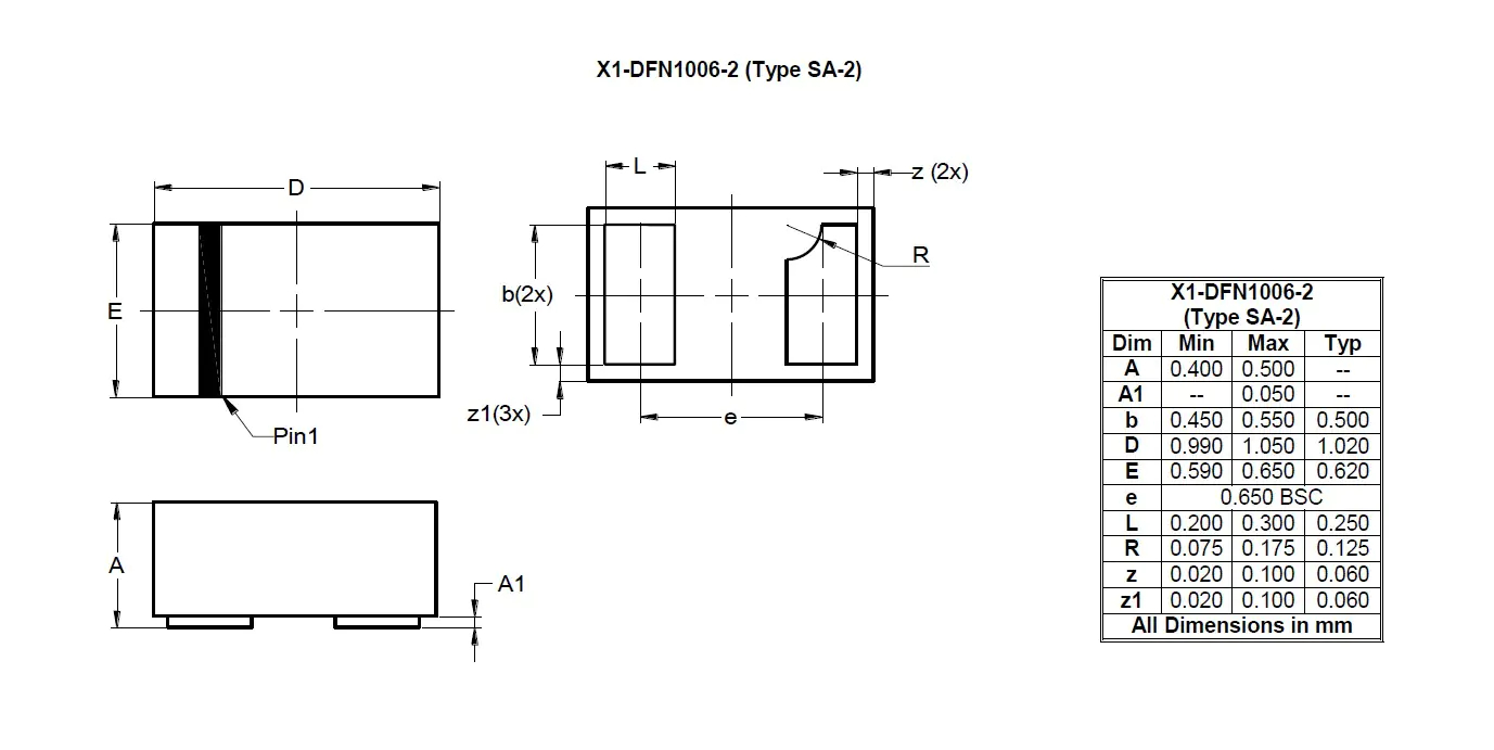 Diodes Inc D4V7S1US2SLP-7B, Uni-Directional TVS Diode X1-DFN1006-2