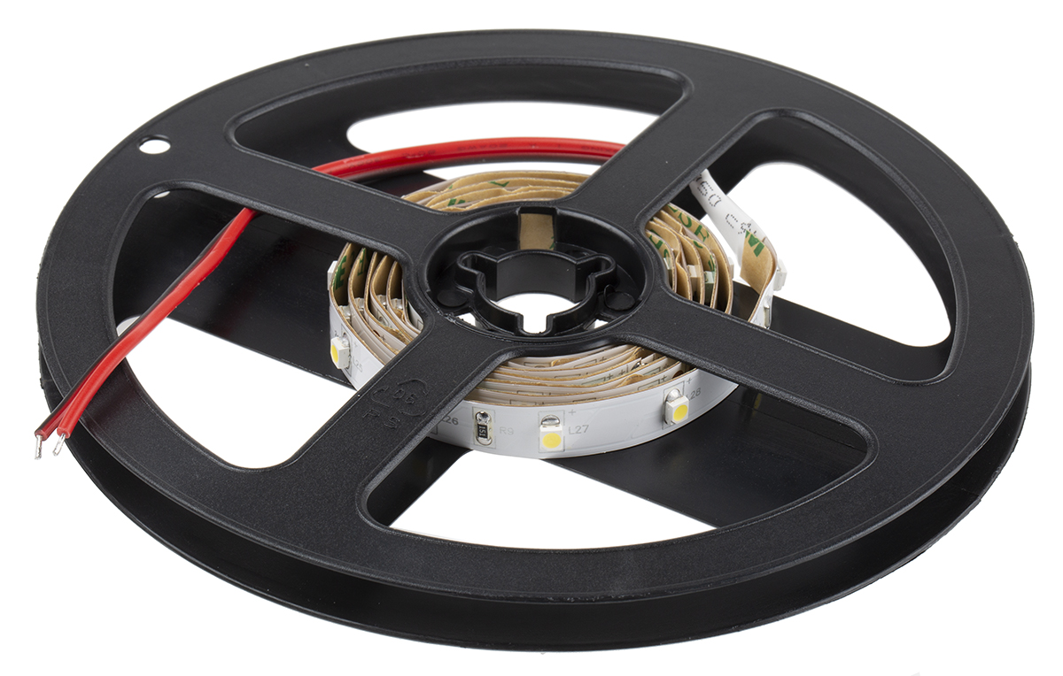 RS PRO 24V White LED Strip Light, 5500 → 7000K Colour Temp, 1m Length