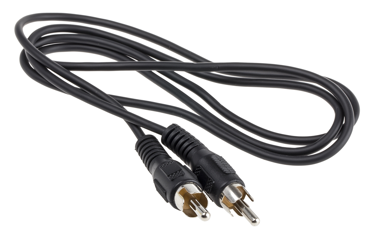 RS PRO Male RCA to Male RCA Aux Cable, Black, 1m