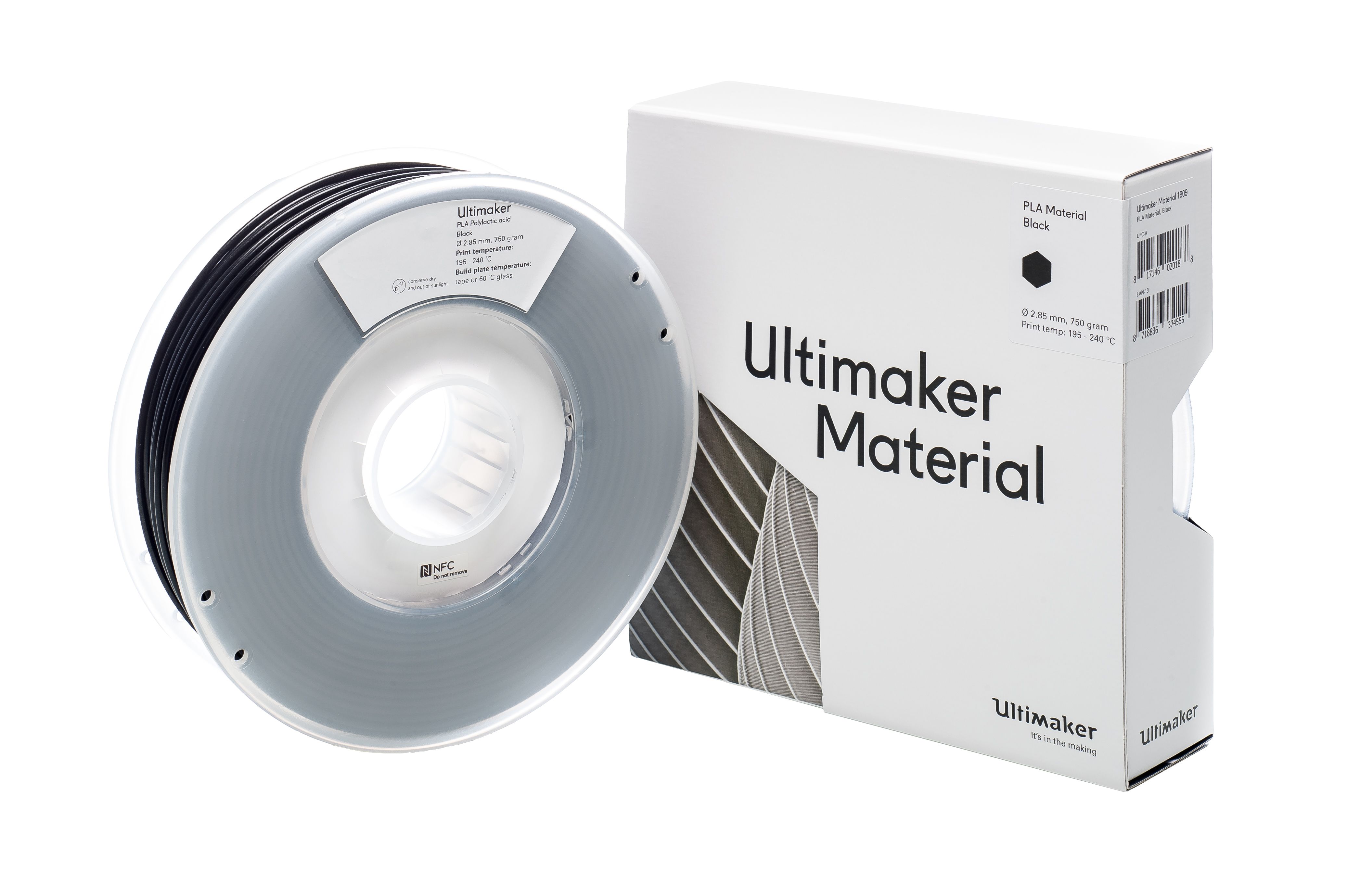 Ultimaker 2.85mm Black PLA 3D Printer Filament, 750g