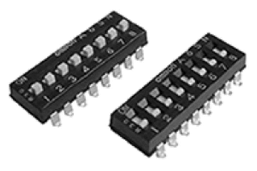 Omron 4 Way PCB DIP Switch SPST, Flat Actuator, IP40