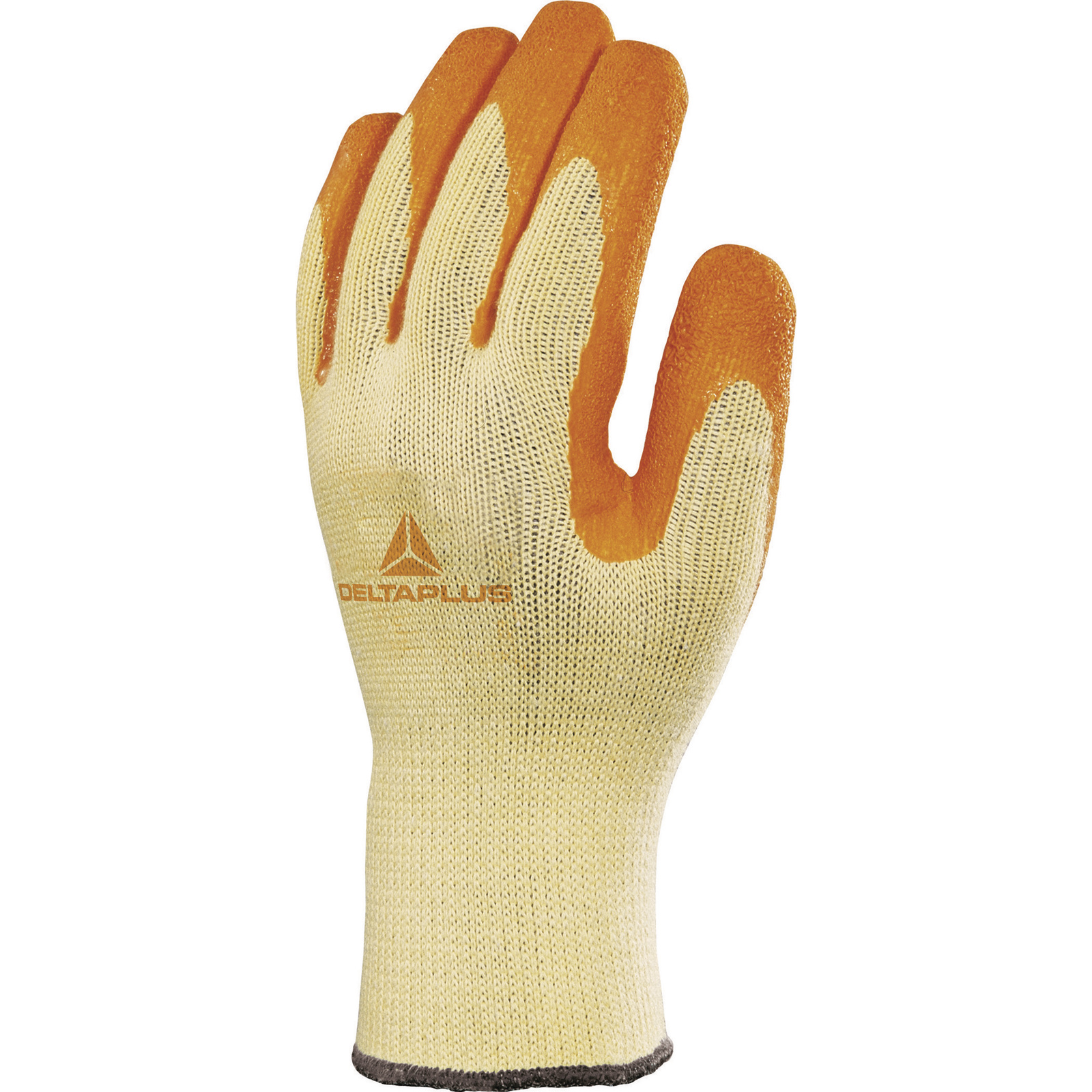 Delta Plus VE730OR Polyester Work Gloves, Size 9, Latex Coating