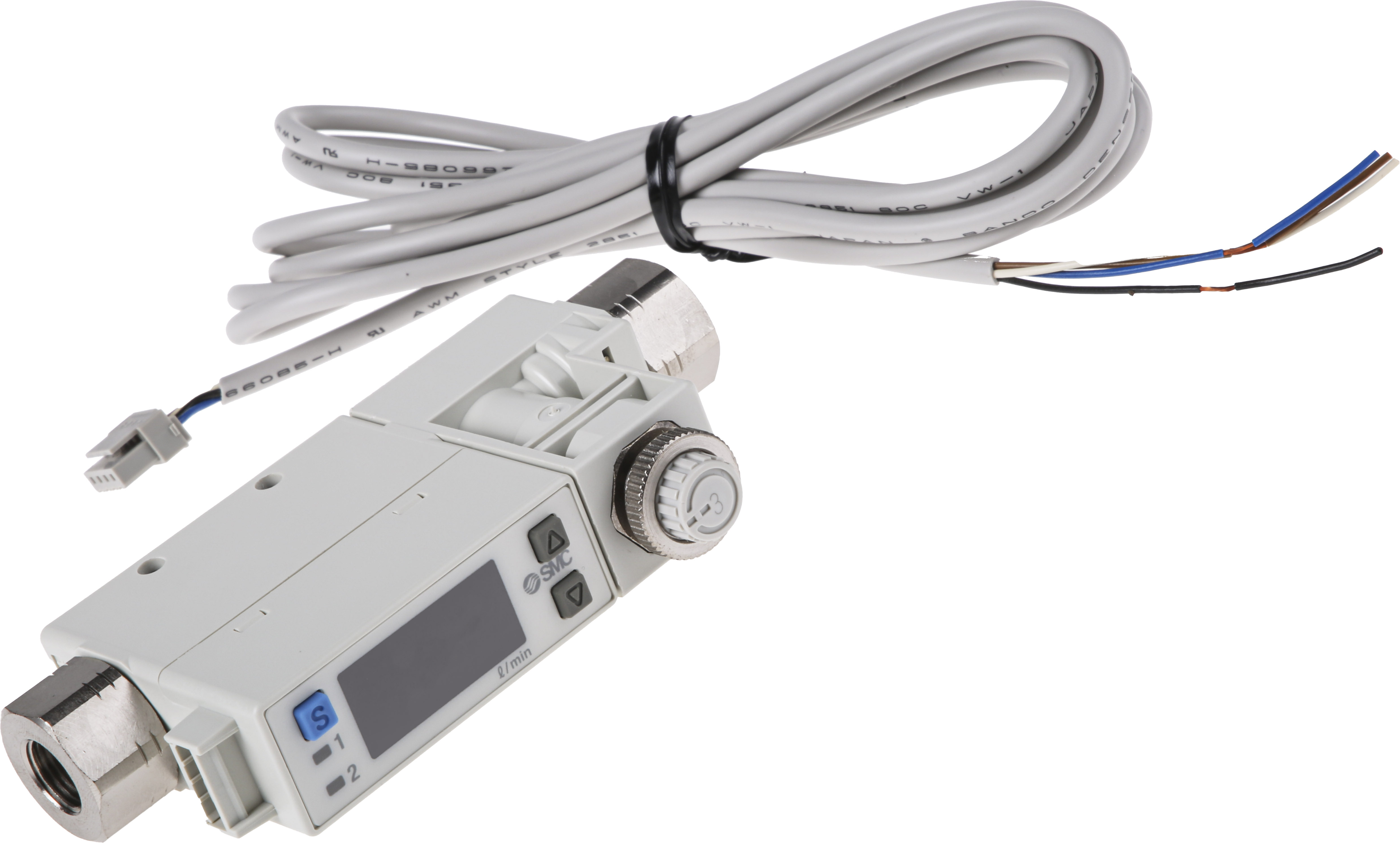 SMC Compact Mount Flow Controller, 1 → 50 L/min, PNP Output, 24 V dc, 1/8 in Pipe