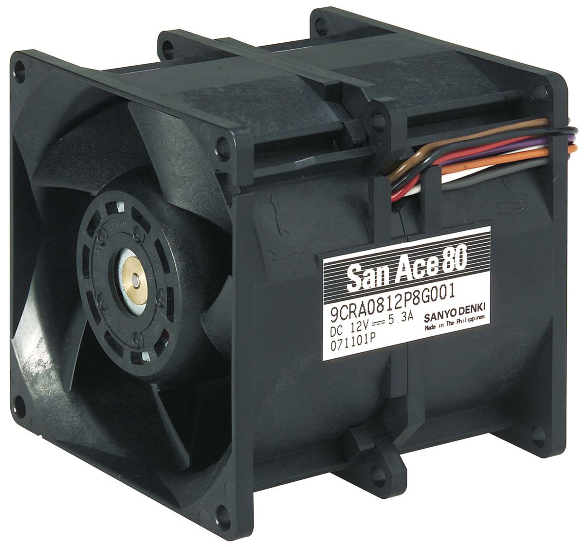 Sanyo Denki San Ace 9CRA Series Axial Fan, 48 V dc, DC Operation, 270m³/h, 63.4W, 1.32A Max, 80 x 80 x 80mm