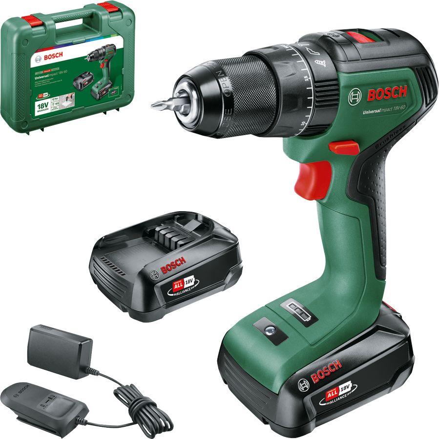 Bosch Keyless 18V Cordless Hammer Drill Li-Ion, UK Plug