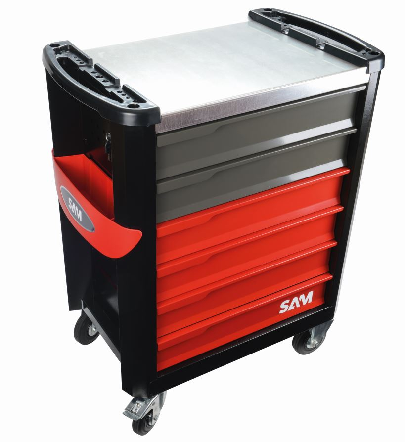 SAM 6 Drawer Galvanised Steel Wheeled Tool Trolley