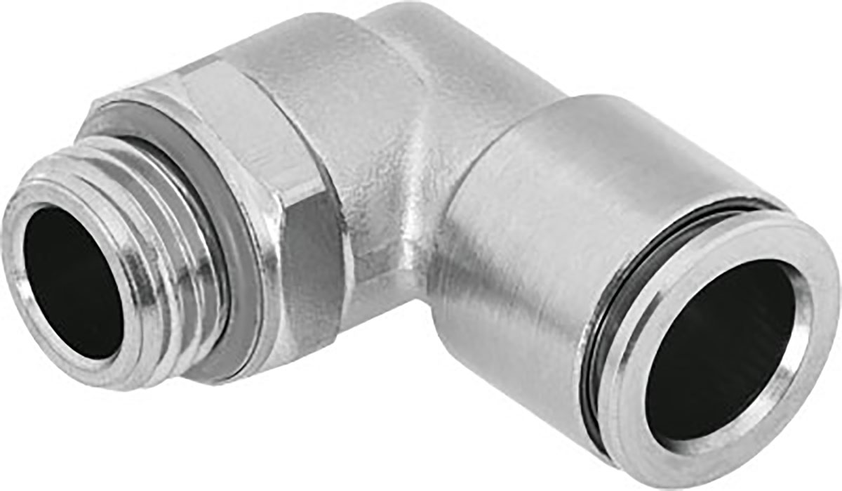 Festo NPQH Series Elbow Threaded Adaptor, G 1/8 Male to Push In 6 mm, Threaded-to-Tube Connection Style, 578281