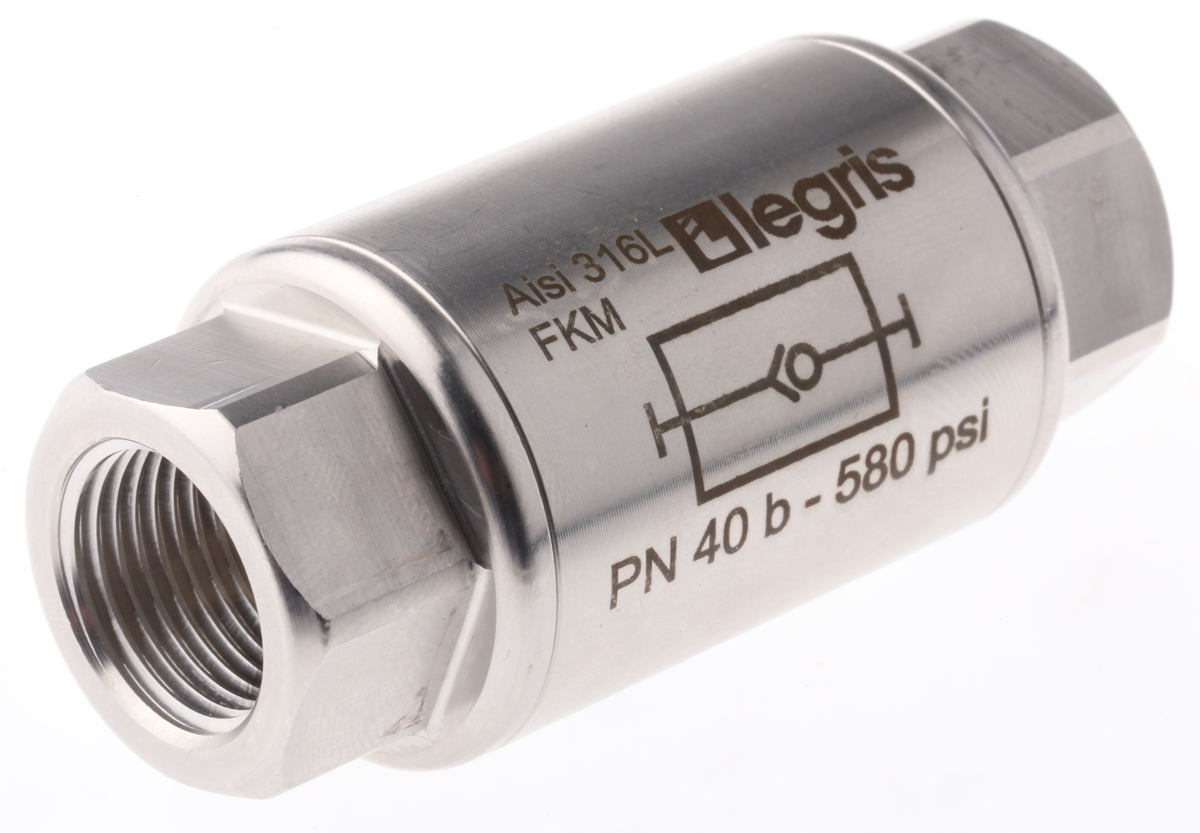 Legris Stainless Steel Single Non Return Valve, G 3/8in, 40 bar