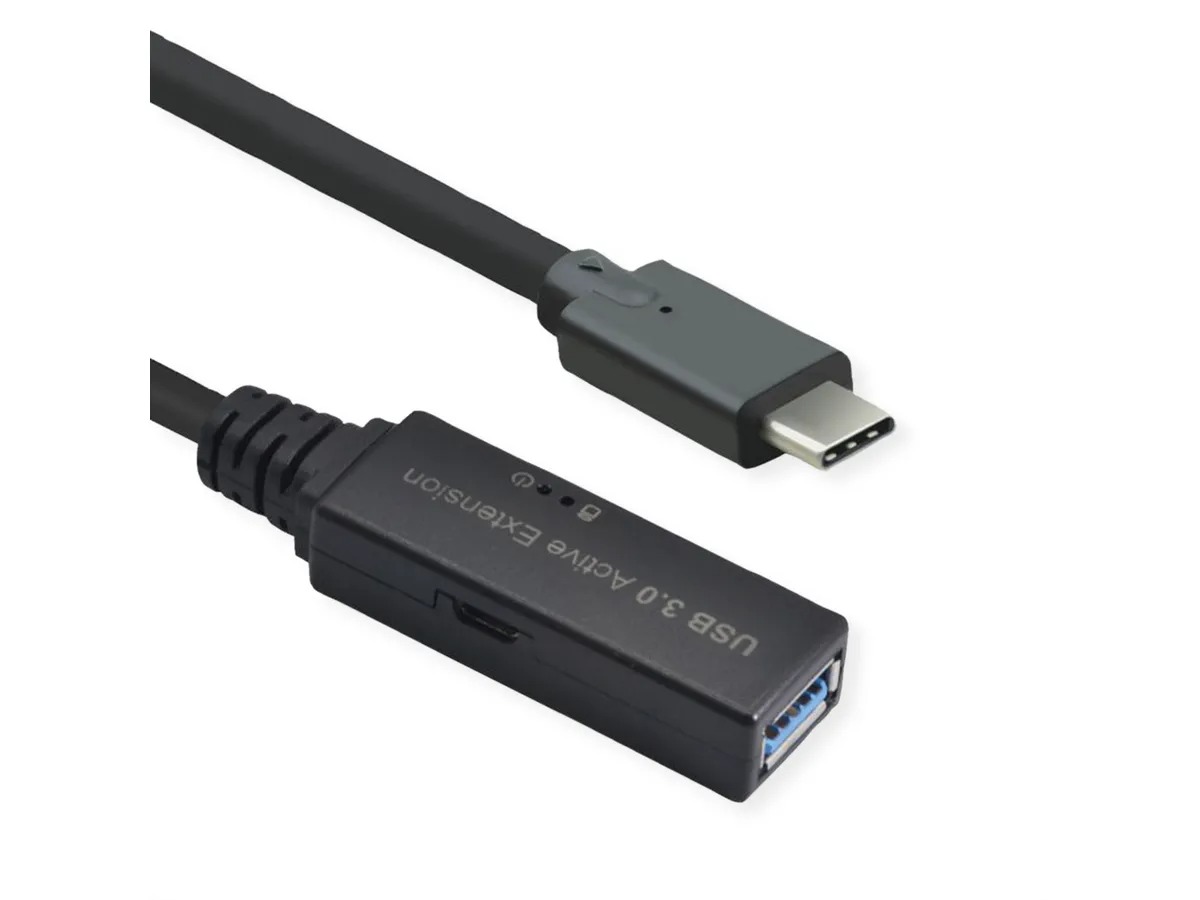 Roline USB 3.2, Male USB C to Female USB A, 5m