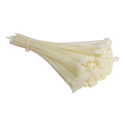 RS PRO Cable Ties, 100. 200mm x 2.5, 3.2 mm, Natural Nylon, Pk-50