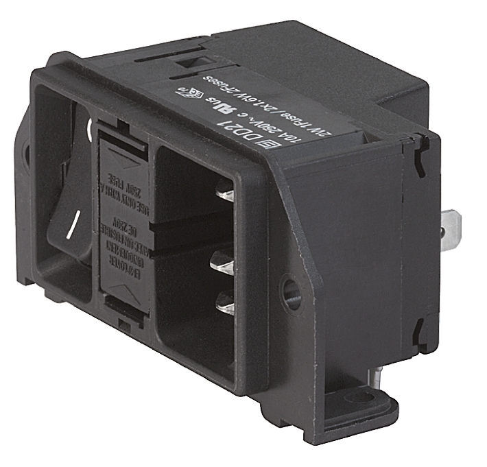 Schurter C14 Right Angle Panel Mount, PCB Mount IEC Connector Male, 10A, 250 V