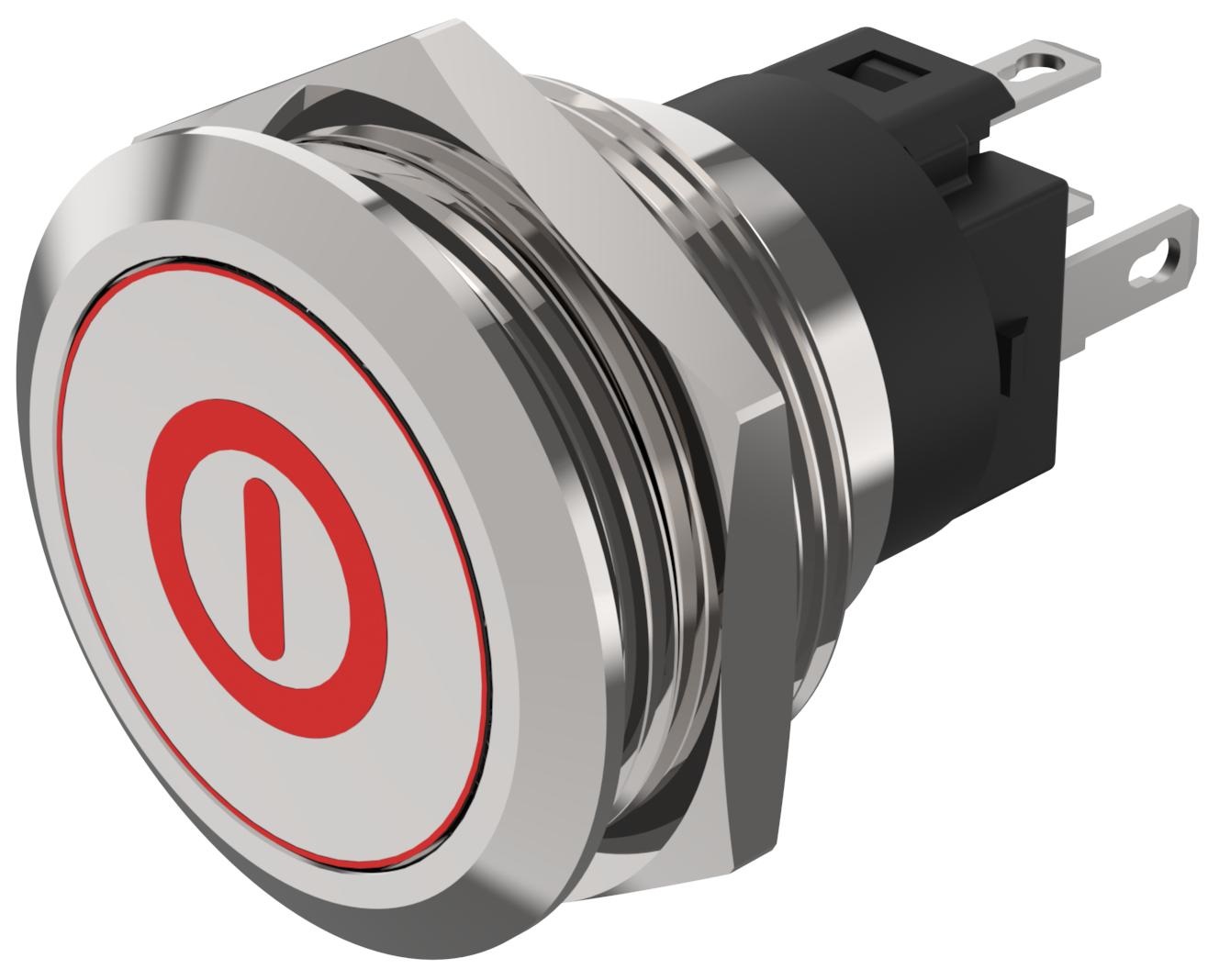 EAO 82 Series Illuminated Push Button Switch, Momentary, Panel Mount, 22.3mm Cutout, SPDT, Red LED, 240V, IP65, IP67