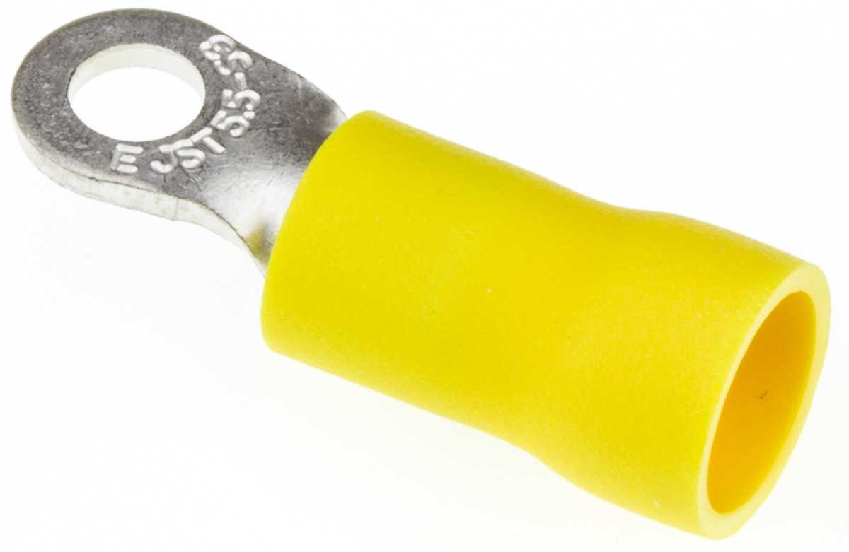 JST, R Insulated Ring Terminal, 3.5mm Stud Size, 2.6mm² to 6.6mm² Wire Size, Yellow