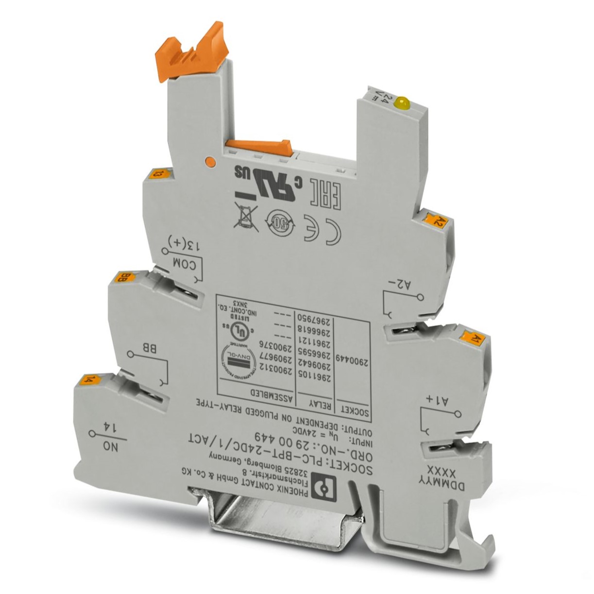 Phoenix Contact PLC-BPT24DC/ 1/ACT DIN Rail Relay Socket