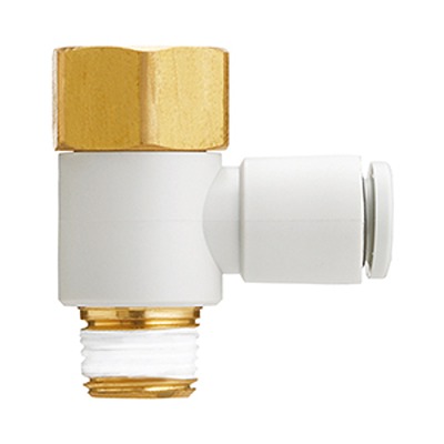 SMC KQ2V Series Female Elbow, Push In 6 mm to M5 x 0.8 Female, Threaded-to-Tube Connection Style, KQ2VF06-M5A