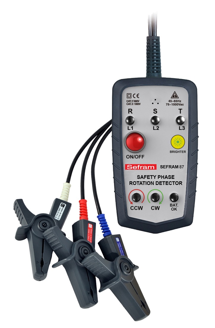 Sefram SEFRAM87 Phase Rotation Tester, CAT III 1000V / CAT IV 600V, 65Hz Max, 1000V Max