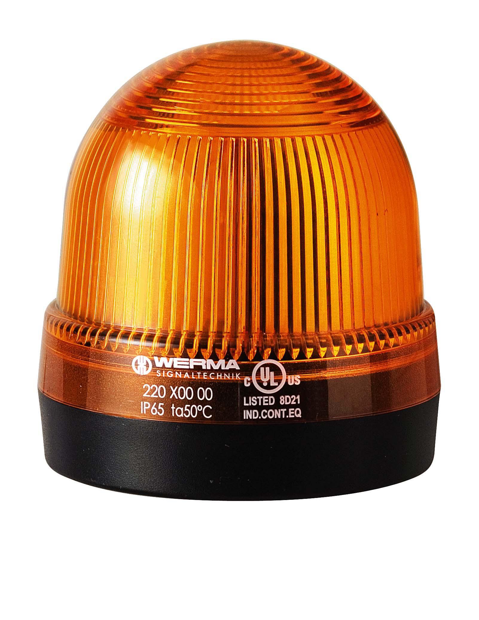 Werma 220 Series Yellow Continuous lighting Beacon, 12 → 230 V, Base Mount, Filament Bulb