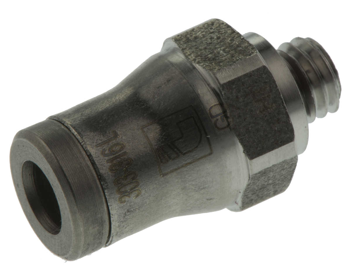 Legris LF3800 Series Straight Threaded Adaptor, M5 Male to Push In 4 mm, Threaded-to-Tube Connection Style