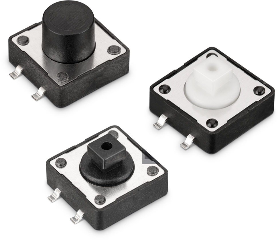 Wurth Elektronik Black Tact Switch, SPST 50mA 7mm Surface Mount