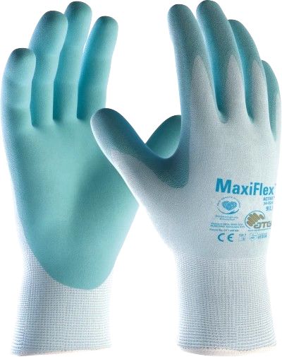 ATG Maxiflex Active Light Blue Nylon, Spandex Nylon, Spandex Work Gloves, Size 5, NBR Coating