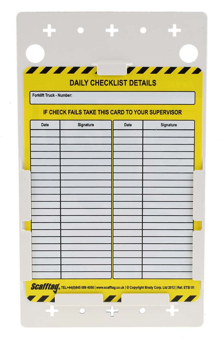 Brady Red on White Safety Forklift Tag, English Language, 1 per Pack