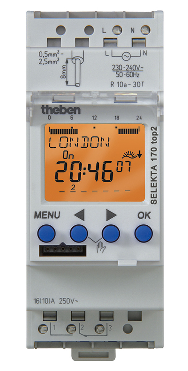 Theben Digital DIN Rail Time Switch 12 → 24 V, 1-Channel