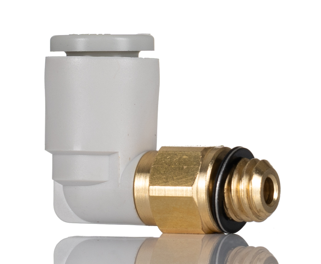 SMC KQ2 Series Elbow Threaded Adaptor, M6 Male to Push In 6 mm, Threaded-to-Tube Connection Style