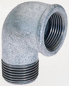 Georg Fischer Galvanised Malleable Iron Fitting, 90° Elbow, Male BSPT 1in to Female BSPP 1in