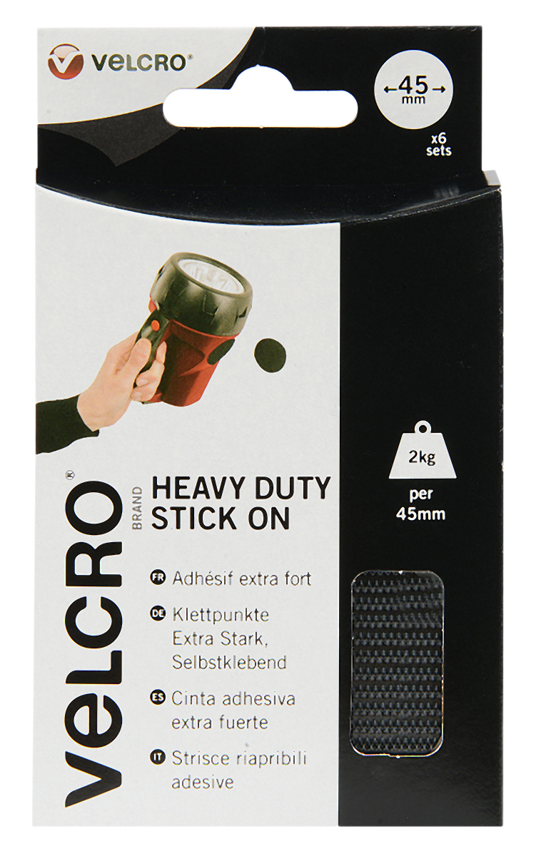 Velcro Black Hook & Loop Tape, 45mm x 45mm