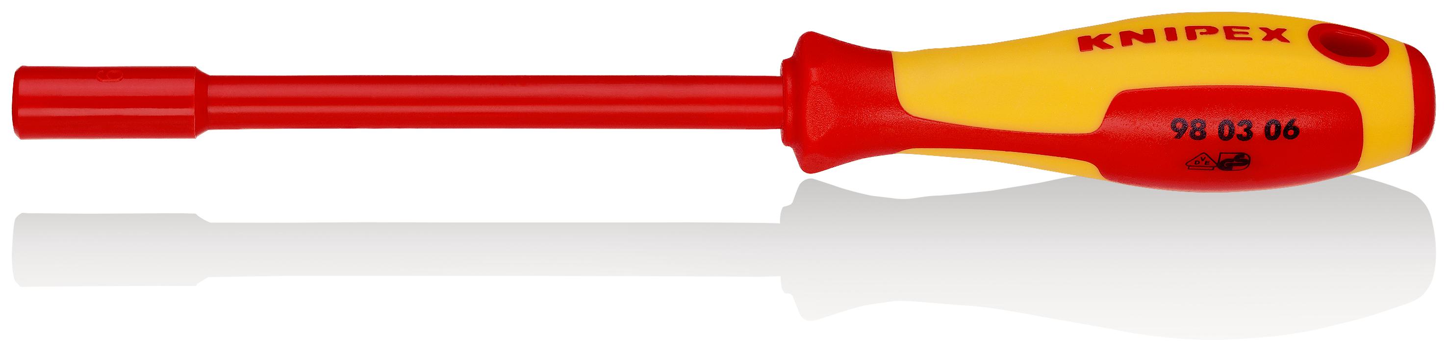 Knipex Hexagonal Nut Driver, 6 mm Tip, VDE/1000V, 125 mm Blade, 232 mm Overall